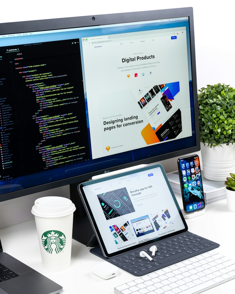 Website interface displayed on a laptop during a user experience design review